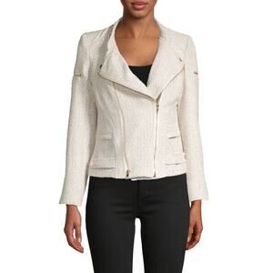 Dolce Cabo Tweed Moto Jacket with Gold Details
